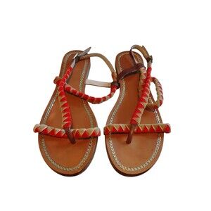 Vince Camuto Women’s Size 8M Braided  between red/orange/tan Fabric Thong Sandal